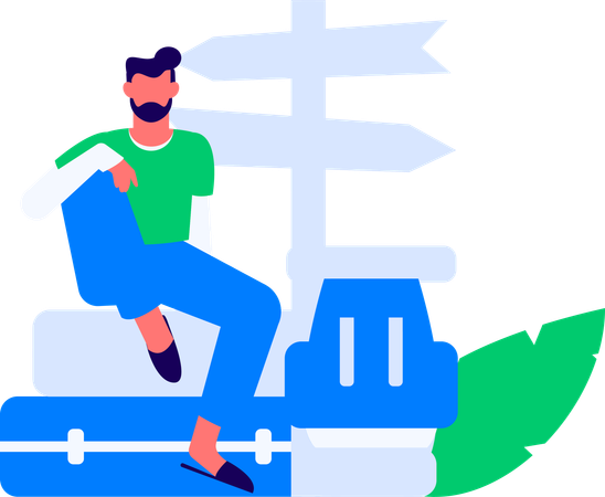 Boy finding location  Illustration