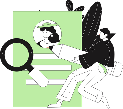 Boy finding Online Job Applicant  Illustration