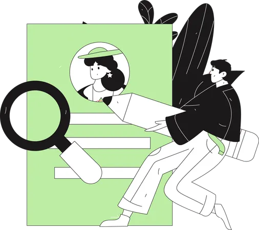 Boy finding Online Job Applicant  Illustration