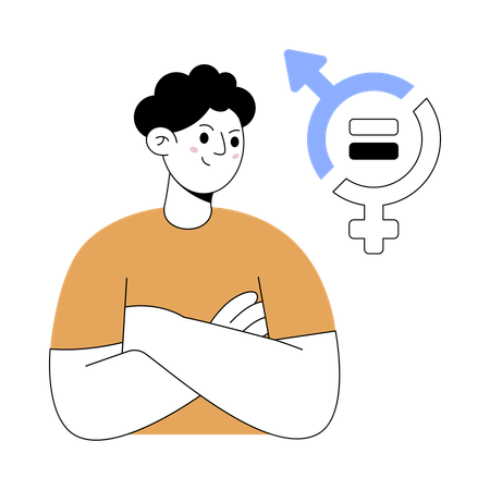 Boy finding solution for equality  Illustration