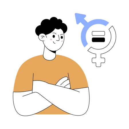 Boy finding solution for equality  Illustration