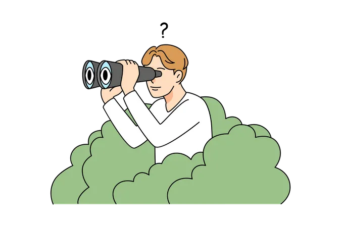 Boy finding something using binocular  Illustration