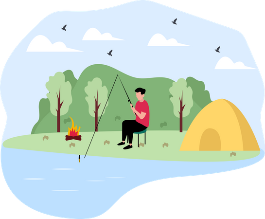 Boy fishing  Illustration