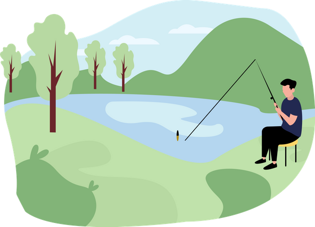 Boy fishing  Illustration