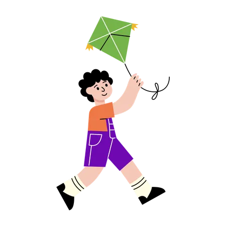 Boy flying kite  Illustration