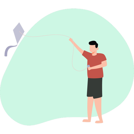 Boy flying kite  Illustration