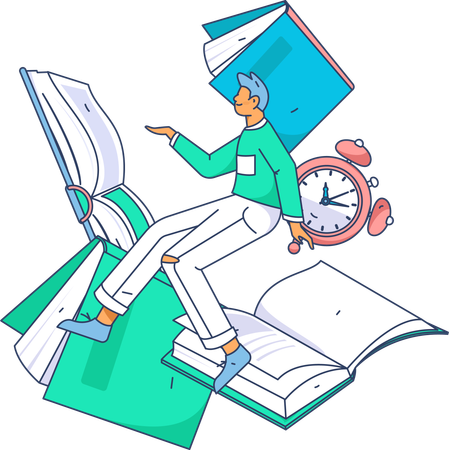 Boy flying with book  Illustration