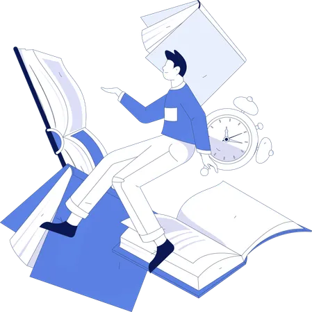 Boy flying with book  Illustration