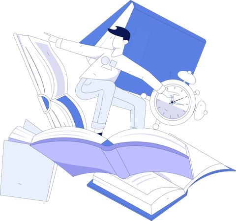 Boy flying with book  Illustration