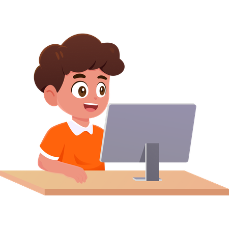 Boy Focused Learner  Illustration