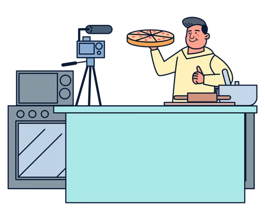 Boy food vlogger Illustration