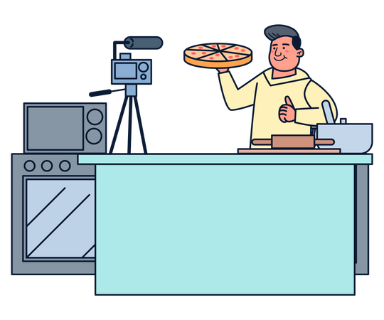 Boy food vlogger  Illustration