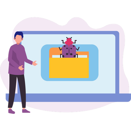 Boy found bug in folder  Illustration