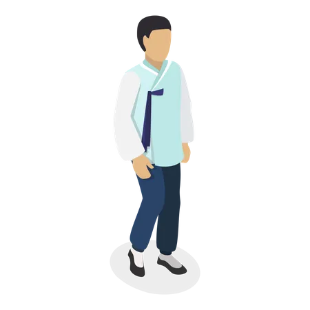 Boy from wearing ethnic clothes of kazakhstan  Illustration