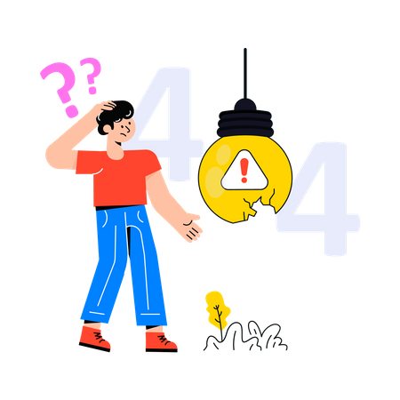 Boy getting  404 error  イラスト