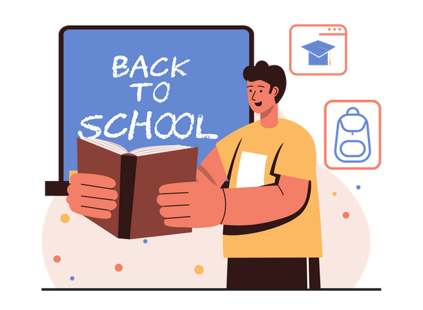 Boy getting back to school  Illustration