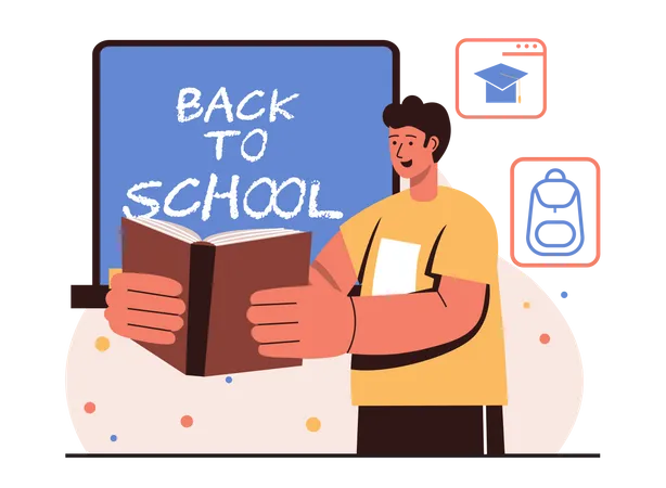 Boy getting back to school  Illustration