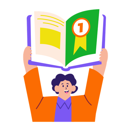 Boy getting best student award  Illustration