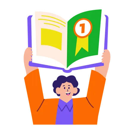 Boy getting best student award  Illustration