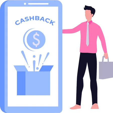 Boy getting cashback  Illustration