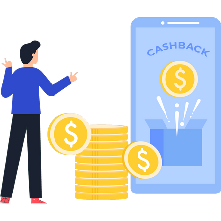 Boy Getting Cashback Reward  Illustration