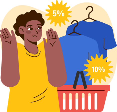 Boy getting clothes discount  Illustration