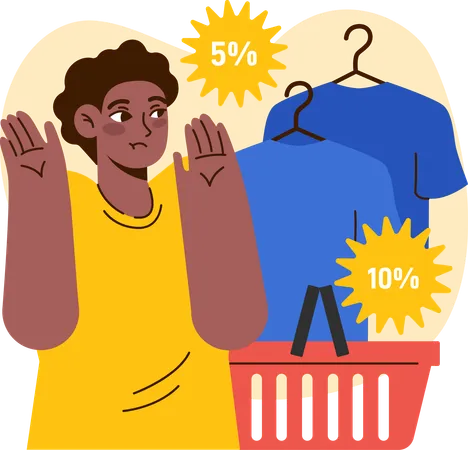 Boy getting clothes discount  Illustration