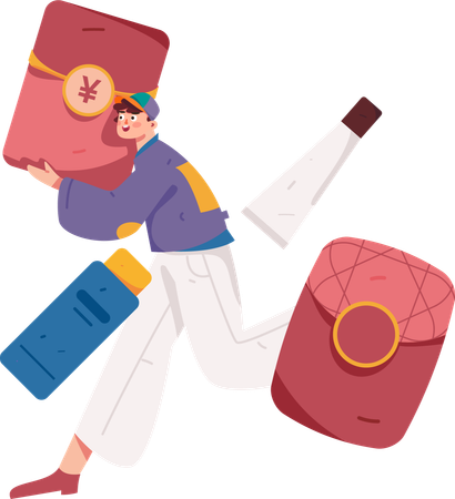 Boy getting confirmation order mail  Illustration