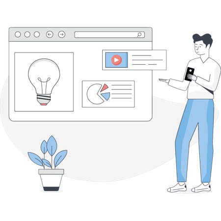 Boy Getting Creative business Idea  Illustration