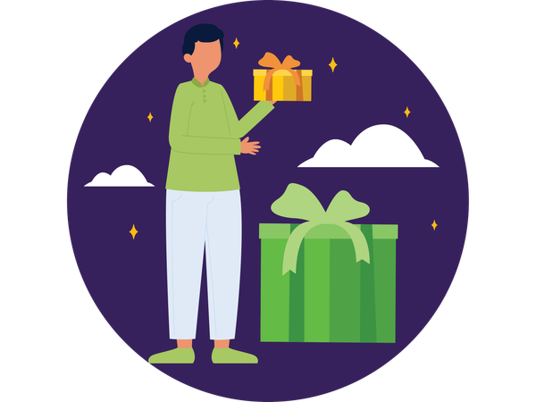 Boy getting Eid Gift  Illustration