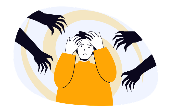 Boy getting emotional fear attack  Illustration
