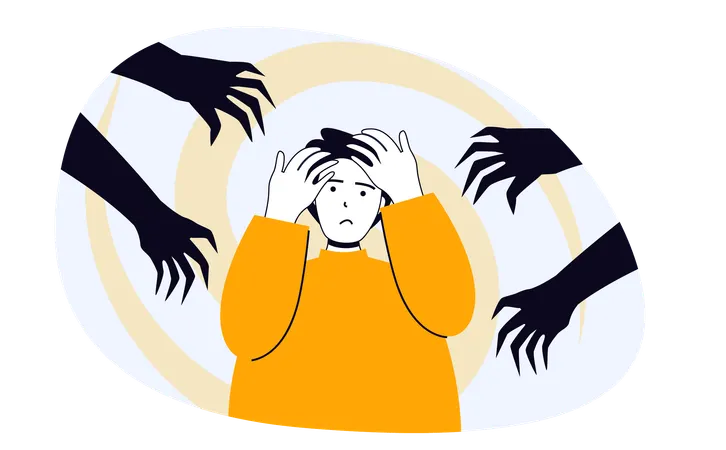Boy getting emotional fear attack  Illustration