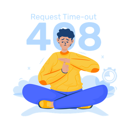 Boy getting Error request time-out Illustration