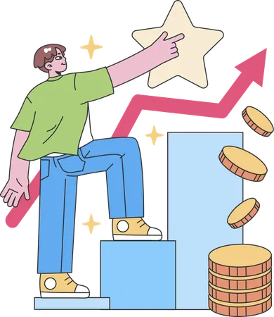 Boy getting financial achievement  Illustration
