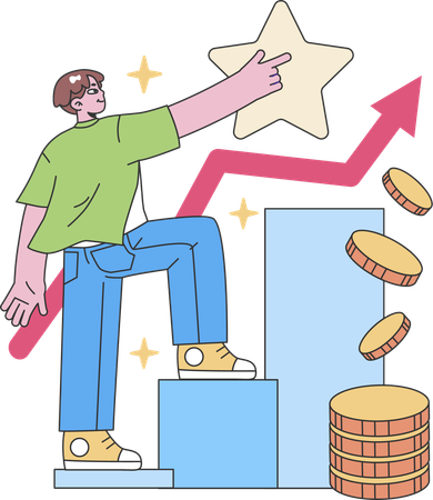 Boy getting financial achievement  Illustration