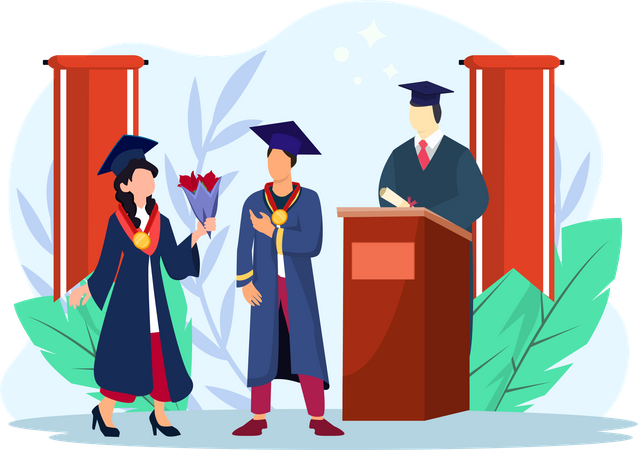 Boy getting graduation congratulations  Illustration