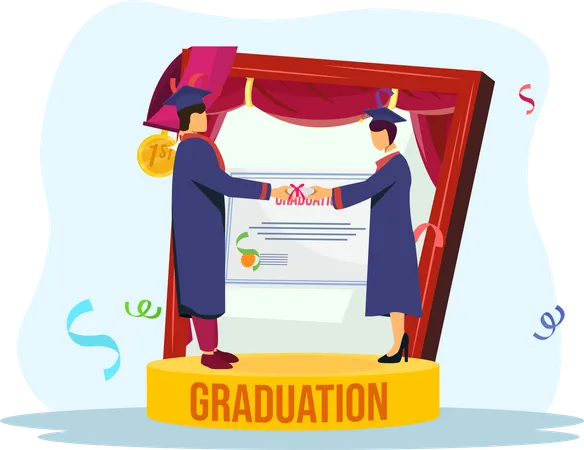 Boy getting graduation degree Illustration