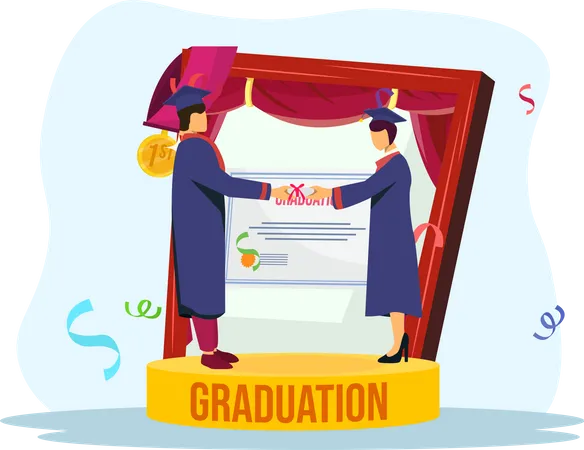 Boy getting graduation degree  Illustration