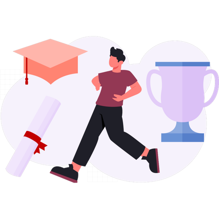 Boy  getting graduation study  Illustration