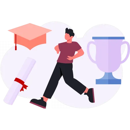 Boy  getting graduation study  Illustration