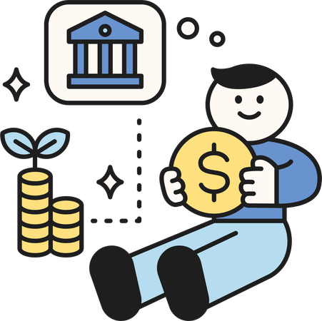 Boy getting investment profit  Illustration