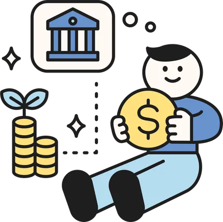 Boy getting investment profit  Illustration