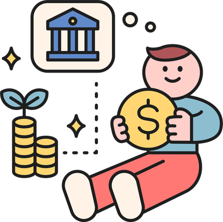 Boy getting investment profit  Illustration