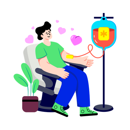 Boy getting Iv Drip  Illustration