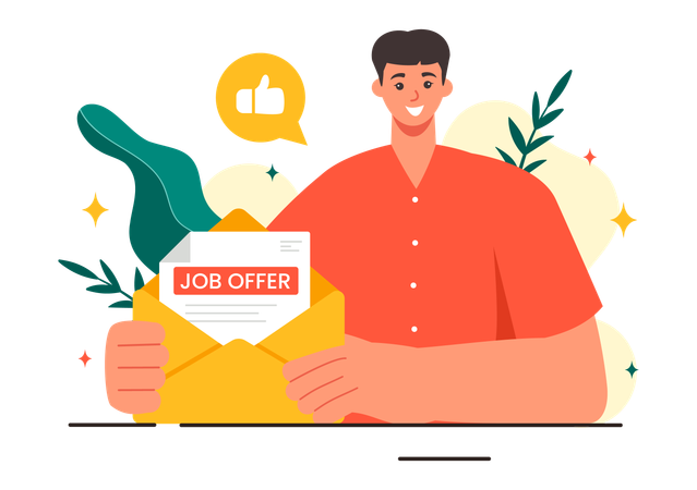 Boy getting job offer letter  Illustration