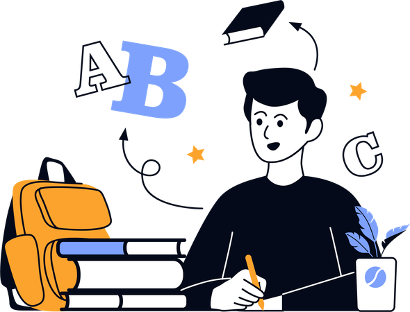 Boy Getting Knowledge  Illustration