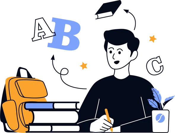 Boy Getting Knowledge  Illustration