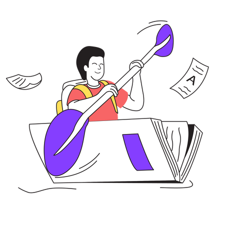 Boy getting knowledge  Illustration