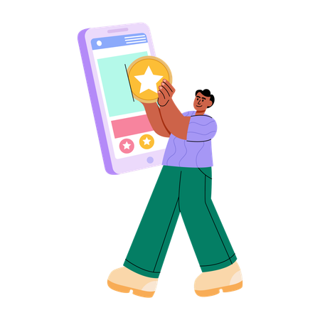 Boy getting loyalty points  Illustration