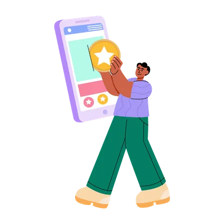 Boy getting loyalty points  Illustration